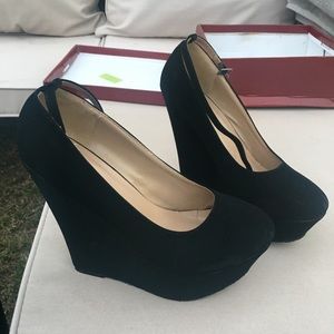 Black wedges with ankle strap